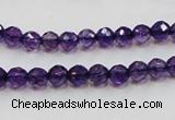 CSA14 15.5 inches 6mm faceted round synthetic amethyst beads