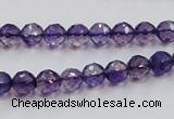 CSA15 15.5 inches 7mm faceted round synthetic amethyst beads