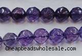 CSA17 15.5 inches 10mm faceted round synthetic amethyst beads