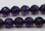 CSA18 15.5 inches 12mm faceted round synthetic amethyst beads