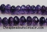 CSA22 15.5 inches 7*12mm faceted rondelle synthetic amethyst beads