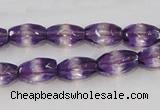 CSA25 15.5 inches 7*12mm faceted rice synthetic amethyst beads