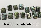 CSB4192 Top drilled 13*18mm rectangle double drilled balone shell beads