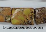 CSE148 18*25mm twisted rectangle dyed natural sea sediment jasper beads