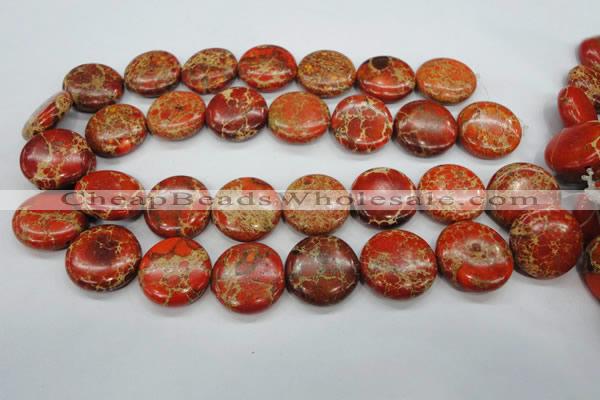 CSE195 15.5 inches 25mm flat round dyed natural sea sediment jasper beads