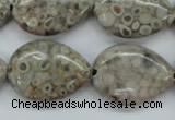 CSF03 15.5 inches 18*25mm flat teardrop shell fossil jasper beads