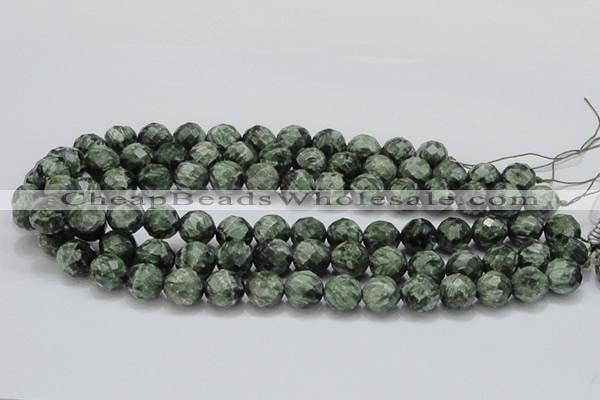 CSH09 15.5 inches 14mm faceted round natural seraphinite beads