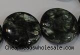 CSH127 15.5 inches 25mm flat round natural seraphinite gemstone beads