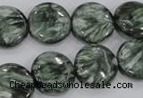 CSH52 15 inches 14mm flat round natural seraphinite gemstone beads