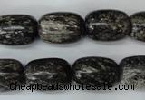 CSI22 15.5 inches 13*18mm drum silver scale stone beads wholesale