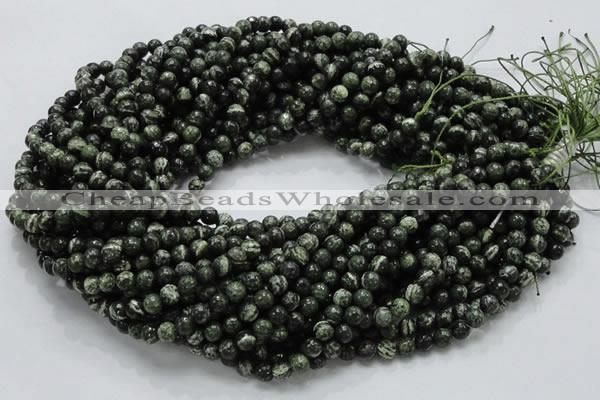 CSJ02 15.5 inches 6mm round green silver line jasper beads wholesale