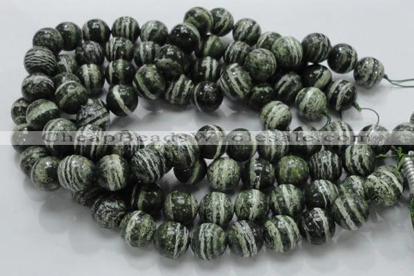 CSJ07 15.5 inches 16mm round green silver line jasper beads wholesale