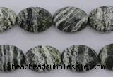 CSJ112 15.5 inches 13*18mm faceted oval green silver line jasper beads