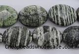 CSJ113 15.5 inches 15*20mm faceted oval green silver line jasper beads