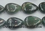 CSJ203 15.5 inches 15*20mm flat teardrop serpentine jade gemstone beads