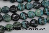 CSJ214 15.5 inches 10mm flat round dyed green silver line jasper beads