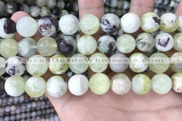 CSJ304 15.5 inches 12mm round serpentine new jade beads wholesale