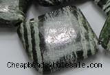 CSJ34 15.5 inches 40*40mm diamond green silver line jasper beads