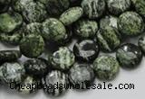 CSJ41 15.5 inches 10mm flat round green silver line jasper beads