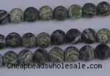 CSJ500 15.5 inches 4mm round matte green silver line jasper beads