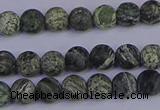 CSJ501 15.5 inches 6mm round matte green silver line jasper beads