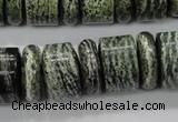 CSJ85 15.5 inches 6*18mm & 12*18mm rondelle green silver line jasper beads