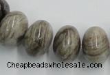 CSL04 15.5 inches 12*20mm rondelle silver leaf jasper beads wholesale