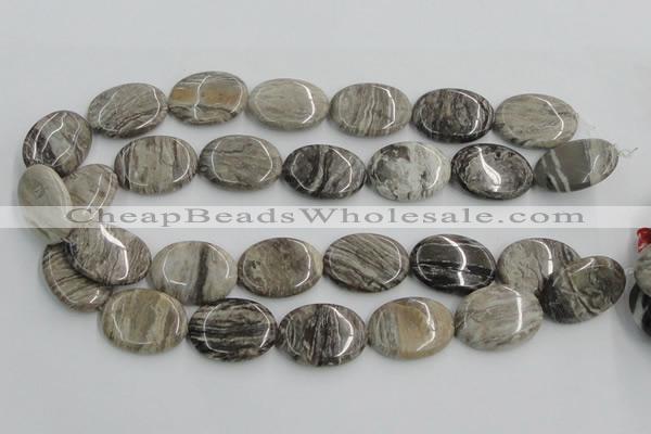 CSL06 15.5 inches 22*30mm oval silver leaf jasper beads wholesale