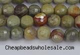 CSL231 15.5 inches 6mm faceted round silver leaf jasper beads