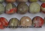 CSL234 15.5 inches 12mm faceted round silver leaf jasper beads