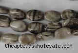 CSL40 15.5 inches 8*12mm oval silver leaf jasper beads wholesale