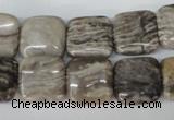 CSL52 15.5 inches 14*14mm square silver leaf jasper beads wholesale