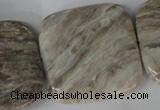 CSL59 15.5 inches 40*40mm square silver leaf jasper beads wholesale