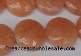 CSM30 15.5 inches 20mm flat round salmon stone beads wholesale