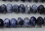 CSO353 15.5 inches 8*12mm faceted rondelle natural sodalite beads