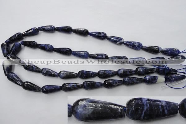 CSO365 15.5 inches 9*20mm faceted teardrop natural sodalite beads