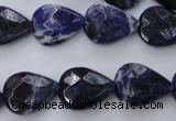 CSO385 15.5 inches 13*17mm faceted flat teardrop natural sodalite beads