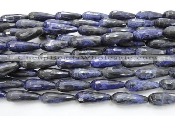 CSO39 15.5 inches 10*30mm faceted teardrop sodalite gemstone beads