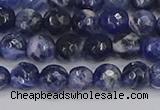 CSO559 15.5 inches 6mm faceted round sodalite gemstone beads