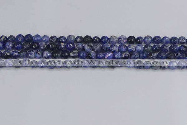 CSO559 15.5 inches 6mm faceted round sodalite gemstone beads