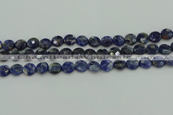 CSO706 15.5 inches 12mm faceted coin sodalite gemstone beads