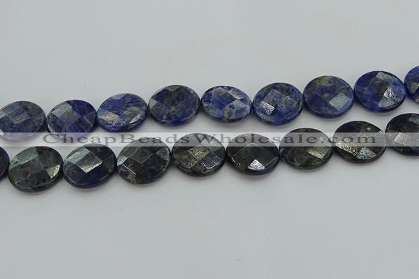 CSO710 15.5 inches 20mm faceted coin sodalite gemstone beads