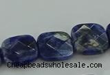 CSO726 15.5 inches 12*12mm faceted square sodalite gemstone beads