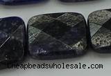 CSO730 15.5 inches 20*20mm faceted square sodalite gemstone beads