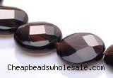 CSQ10 18mm faceted coin A grade natural smoky quartz beads