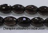 CSQ113 12*16mm faceted rice grade AA natural smoky quartz beads