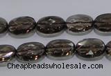 CSQ118 10*14mm facetad oval grade AA natural smoky quartz beads