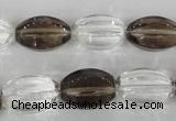 CSQ150 15.5 inches 12*18mm rice white crystal & smoky quartz beads