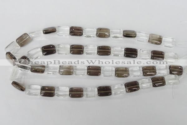 CSQ157 15.5 inches 12*16mm rectangle white crystal & smoky quartz beads