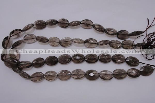 CSQ210 13*18mm faceted oval grade AA natural smoky quartz beads